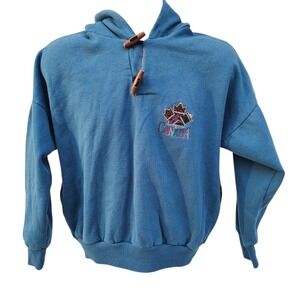 Vintage Canada Hoodie Men's Small Green Pullover Toggle Neck Embroidered Logo